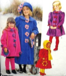 7889 GIRLS COAT LENGTHS,HAT,PURSE,SCARF,LEG WARMERS PATTERN 8-10